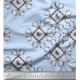 thumbnail image 1 of Soimoi Blue Rayon Fabric Floral Wreath Geometric Print Fabric by the Yard 58 Inch Wide, 1 of 5