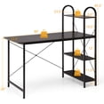 thumbnail image 4 of Costway Bureau d'Ordinateur Réversible de 48 Pouces Table d'Écriture Poste de Travail avec Tablette de Rangement Brun, 4 of 10