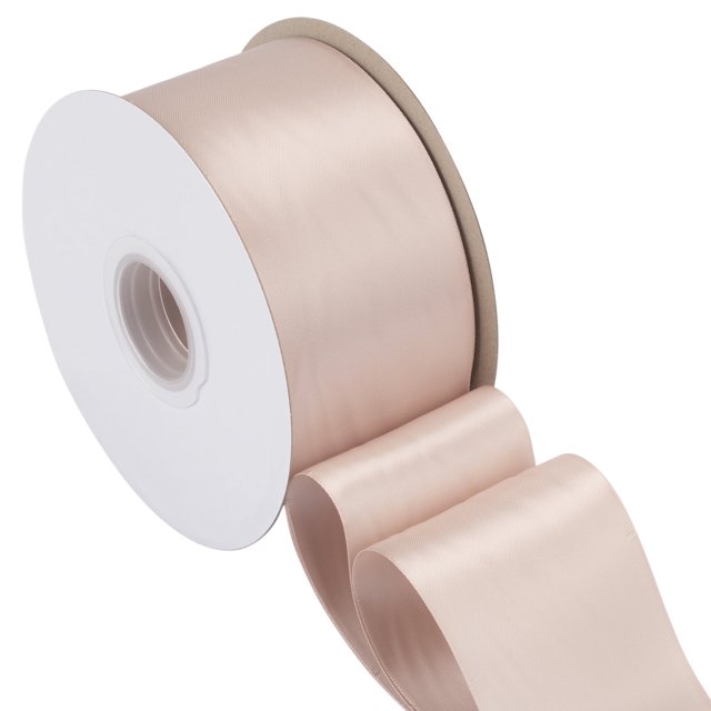 Joycrosso Vanilla Ribbon 2 1/2 Inch Wide Thick Fabric Ribbon, 50 Yards Double Faced Satin for Gift Wrapping Floral Bouquets Wedding Party Decoration