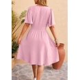 thumbnail image 4 of Robe Femme Été Décolleté en V Profond Élégante Mini-Robe à Volants Taille Robes Rose Pâle S, 4 of 10