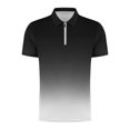 thumbnail image 2 of Chemises pour Hommes Imprimé Décontracté Manches Courtes Col Rabattu T-Shirt à Fermeture Éclair Blouse Tops, 2 of 5