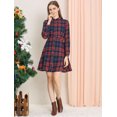 thumbnail image 4 of INSPIRE CHIC Women's Plaid Button up Point Collar Long Sleeve a-Line Dress, 4 of 7