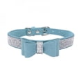 thumbnail image 1 of [Big Clear!]Cute & Good-Looking  Soft Leather Dog & Cat Collar & Leash Set - Rhinestone Flocking Sparkly Crystal Diamonds Studded - Cute Double Bowknot - Perfect For the Show, 1 of 7