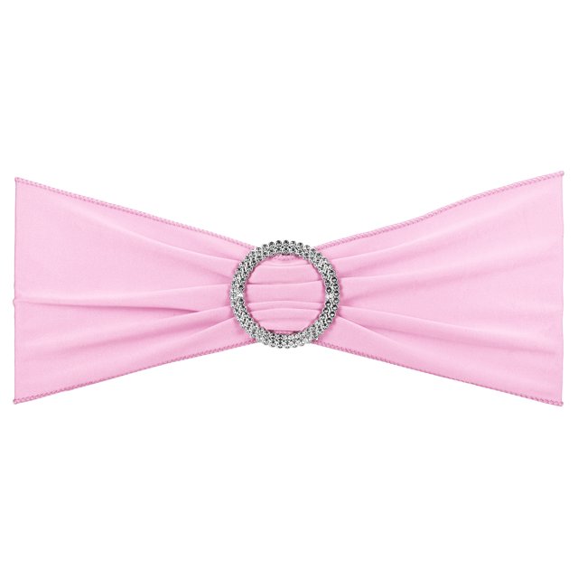 Unique Bargains 14'x5' Stretch Chair Sashes Bows Chair Bands Sashes with Buckle Slider Pink 25 Pack