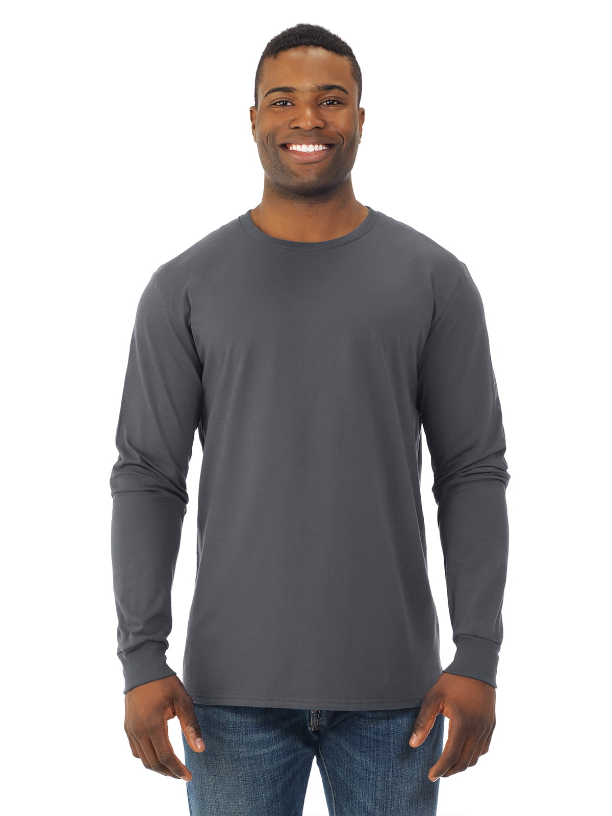Fruit Of The Loom T-Shirt à Manches Longues Sofspun pour Hommes, TG, Charbon