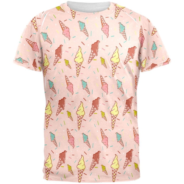 T-Shirt pour Adulte à Imprimé Intégral de Cornets de Crème Glacée