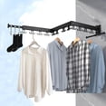 thumbnail image 1 of Wall Mounted Clothes Drying Rack, Folding Retractable Laundry Clothing Drying Rack, J Shape Hooks Clothes Hanger Rack, 1 of 8