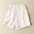 thumbnail image 2 of Summer Clearance! Womens Plus Size Pants,Summer Pants for Womens,Womens Solid Color Retro Hook Flower High Waisted Drawstring Shorts, 2 of 5