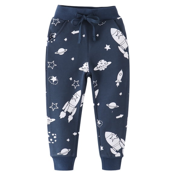 Ediodpoh Toddler Girls Boys Kids Sport Cartoon Prints Casual Fashion Pants Kids Pants Navy_024 2-3 Years