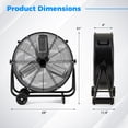 thumbnail image 3 of Gymax Ventilateur Tambour Industriel de 24 Pouces avec Inclinaison Réglable à 360 Degrés et 2 Roues pour Entrepôt, 3 of 10