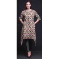 thumbnail image 3 of Bimba Kurti Asymétrique Gris à Imprimé Floral Damassé pour Femmes, Robe d'Été Indienne Tunique XXX-Large, 3 of 6