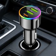 60W Fast Car Charger with 4 Ports – Multiple Charging Connectors for Different Devices, Compact Cigarette Lighter Adapter with Safety Protection for Vehicle