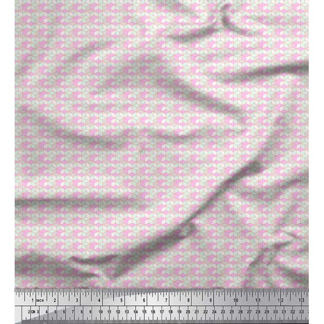 Soimoi Tissu en Rayonne Géométrique Cube Imprimé 1 Yard 42 Pouces de Large