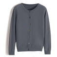 thumbnail image 5 of Yuyuzo Womens Cardigan Sweater Tops Crew Neck Long Sleeve Shirts Solid Color Button down Knitted Clothes, 5 of 5