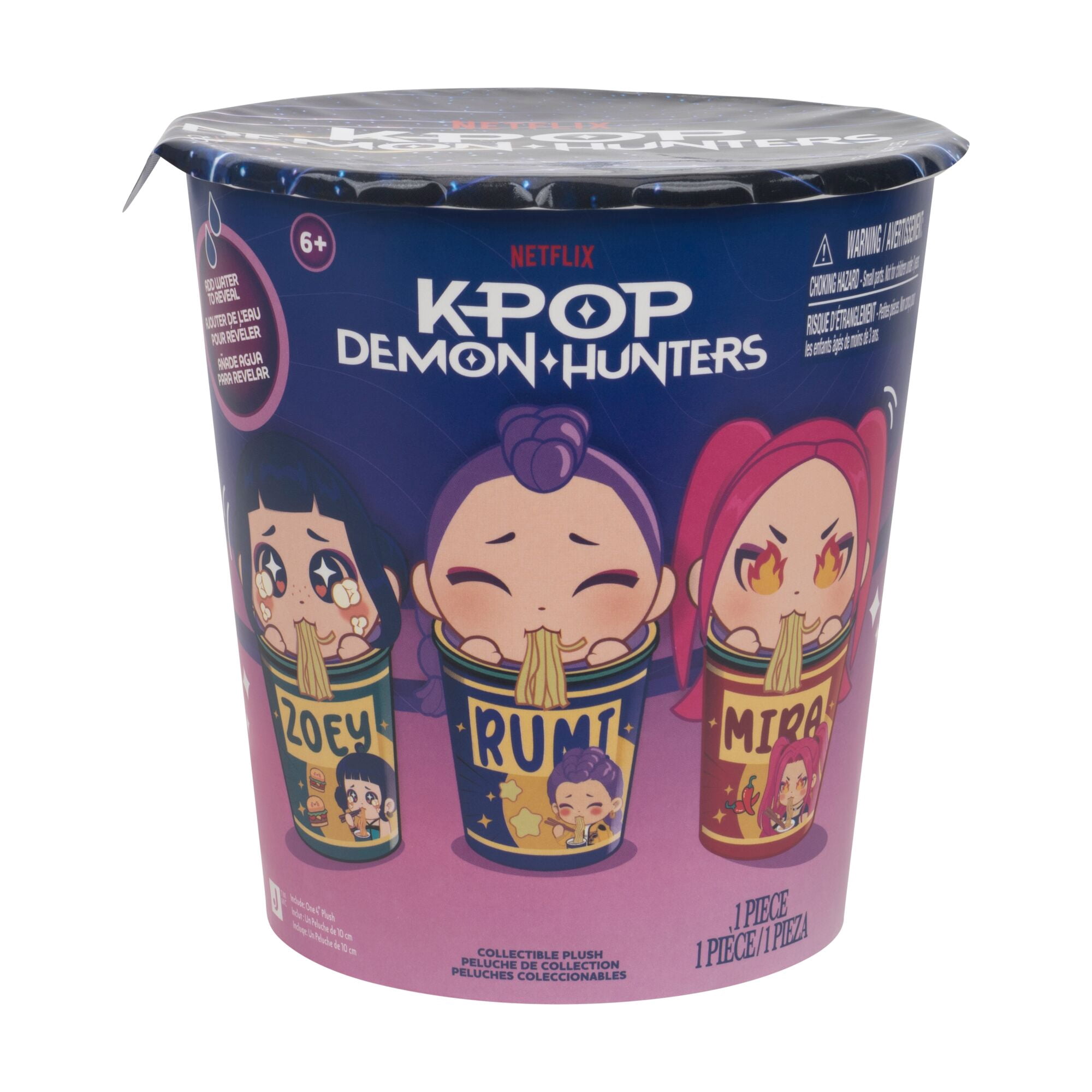 KPop Demon Hunters 4" Blind Mini Ramyeon Cups Assortment - Magic Water Reveal - Mini Collectible Plush - Ages 6+