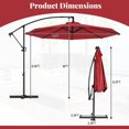 thumbnail image 3 of Gymax 10 FT Patio Offset Umbrella w/ X-shaped Base Infinite Tile & 360° Rotation Red, 3 of 10