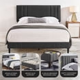 thumbnail image 2 of DeCoro Chicago Modern Tufted Upholstered Platform King Size Bed Frame, Dark Grey, 2 of 11