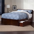 thumbnail image 1 of Orlando King Wood Platform Bed with Footboard and Storage Drawers in Walnut, 1 of 9