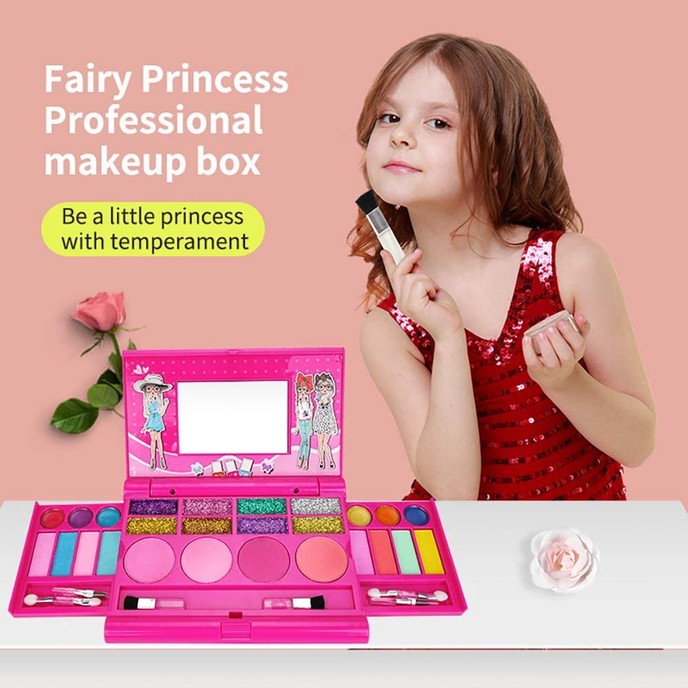 Kids Makeup Sets for Girls: 32 Pack Washable Real Make Up Set with Cosmetic Case,