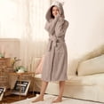 thumbnail image 4 of Teissuly Peignoirs pour Femmes Mode Allongé Garder au Chaud Col à Revers Même Style Pyjama à Capuche Uni Manches Longues Nuisette, 4 of 7