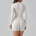 thumbnail image 3 of AherBiu Yoga Jumpsuits for Women Long Sleeve Short Bodysuits Half Zip up Stretchy Workout Gym Rompers, 3 of 7