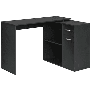 HOMCOM L Shaped Desk Corner Computer Table with Storage for Home Office