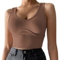 thumbnail image 1 of Yuyuzo Débardeurs Côtelés pour Femmes Sans Manches Col Rond Crop Tops Extensibles Slim Basiques, 1 of 5