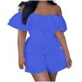 thumbnail image 1 of Birdeem Womens Summer Fashionable Solid Color Multi-Layer Patchwork Pleated Jumpsuit Shorts, 1 of 6