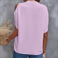 thumbnail image 3 of FAIWAD Summer Tops for Women Off The Shoulder V Neck Shirts Solid Color Going Out Blouses, 3 of 3
