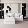 thumbnail image 2 of The Magic Home Canapé Sectionnel Modulaire en L en Lin avec Ottoman, Blanc, 2 of 14