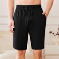 thumbnail image 4 of yoeyez Mens Athletic Shorts 7 Inch Inseam,Men's Solid Color Elastic Waist Button Shorts Casual Beach Shorts Summer Shorts Breathable Daily Basic Pants With Pockets Black,3XL, 4 of 6