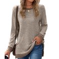 thumbnail image 2 of Pisexur Chandails en Molleton à Manches Longues pour Femmes Col Rond Décontracté T-Shirts Blouses Chandails en Molleton Tuniques avec Poche, 2 of 4