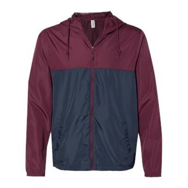 Independent Trading B21876543 Water-Resistant Lightweight Windbreaker, Maroon & Classic Navy - Small