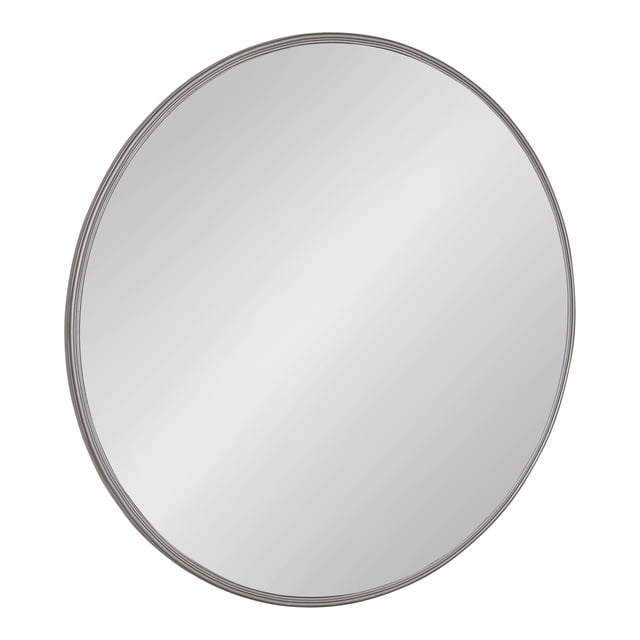 Kate and Laurel Caskill Framed Wall Mirror, 30 Inch Diameter, Charcoal Gray, Modern Circular Mirror for Wall Decor