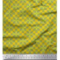 thumbnail image 1 of Soimoi Yellow Rayon Fabric Square & Triangle Geometric Print Fabric by the Yard 42 Inch Wide, 1 of 3