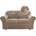 thumbnail image 1 of Modern Velvet Plush 4 Piece High Stretch Sofa Slipcover Furniture Protector Form Fit Luxury Thick Sofa Cover, Machine Washable, 1 of 6