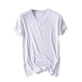 thumbnail image 2 of JDQJBZ Mens Solid Color V Neck Short Sleeve Sleepshirt Casual Pajama Top, 2 of 4