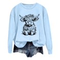 thumbnail image 1 of WEAIXIMIUNG Chandail pour Femmes Chic Chandail d'Automne et d'Hiver pour Femmes 2025 Col Rond Mode Chemise à Imprimé Vache Manches Longues Mode Décontractée Mode Haut de Sortie, 1 of 4