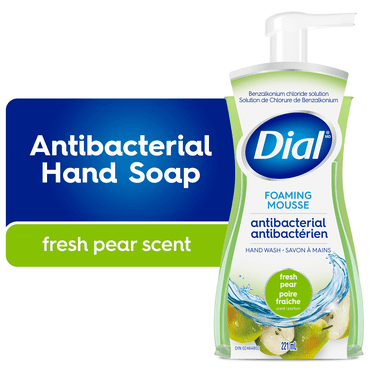 Savon moussant antibactérien pour les mains Dial, parfum de poire fraîche, 221 ml, testé par des dermatologues, pH équilibré, sans silicones, parabènes, phtalates ni SLES/SLS