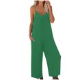 thumbnail image 1 of RKSTN Jumpsuits for Women 2024 V Neck Sleeveless Jumpsuits Spaghetti Straps Solid Color Loose Plus Size Long Pants Rompers with Pockets, 1 of 4