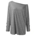 thumbnail image 4 of Pompotops Mode Femmes Casual en Vrac Pull-Over de l'Épaule à Manches Longues Bouton Tees Tops, 4 of 8