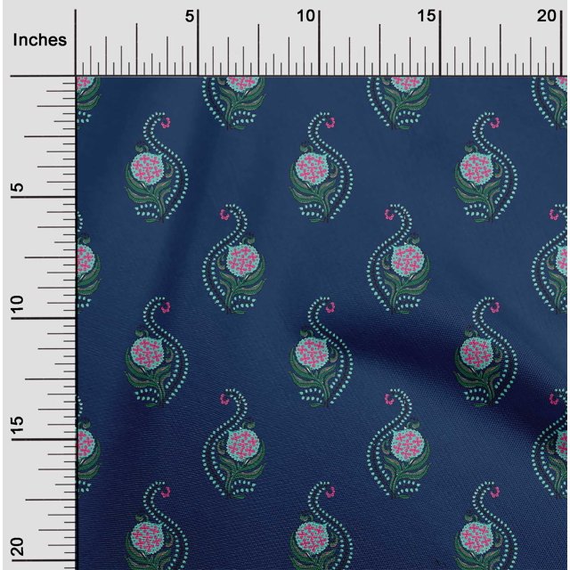 oneOone Georgette Viscose Fabric Leaves & Floral Block Decor Fabric Printed BTY 42 Inch Wide