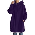 thumbnail image 2 of cllios Chandails à Capuche pour Femmes Vestes de Survêtement à Fermeture Éclair Col Ras du Cou Grande Taille Manches Longues Manteau Uni Coupe Classique Veste à Capuche, 2 of 8