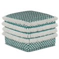 thumbnail image 1 of Simpli Home Pouf Tissé Carré Boho Leah en Turquoise et Blanc, 1 of 5