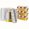 thumbnail image 3 of AMERTEER [60pcs Mini Aluminum Foil Pans] 60pcs Mini Aluminum Foil Bread Pans with Lids (30pcs Box + 30pcs Lid) - 6.8 Oz Rectangular Cups for Toast  Cheesecake  Celebrations & Daily Use -, 3 of 6