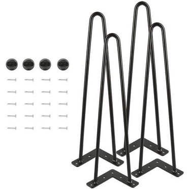 Furniture Legs Pin Feet 41cm Black 2 Rods DIY Feet for Table Chair Leg with 20 Screws + 4 Leg Protectors