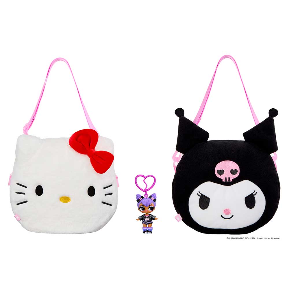 GRANDE peluche réversible LOL Surprise Loves Hello Kitty and Friends – Grande peluche avec poupée Tout-petit assortie, réversible, jeu portatif et 7 surprises au total – Collectionnez les 3 !