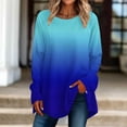 thumbnail image 2 of FAIWAD Women's Long Sleeve Tunic Tops Gradient Round Neck Trendy Spring Casual Pullover Tops, 2 of 5