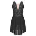 thumbnail image 1 of RUNQHUI Robe de Patinage Artistique Sans Manches pour Filles avec Strass, Gymnastique Asymétrique, Compétition, Danse, Noir 14, 1 of 6
