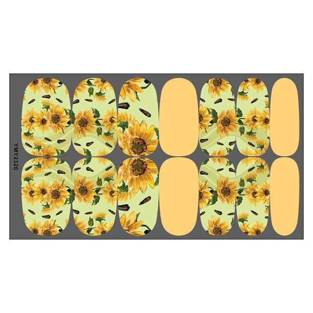 FSTDelivery Artificial Fake Press-On Nails for Women Girls, Sunflower Nail Water Sticker DIY Sunflower Little Nail Sticker